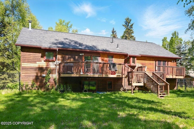 7965 S Settlers Bay Dr, Wasilla, AK 99623 - rear view of property featuring stairs and a deck