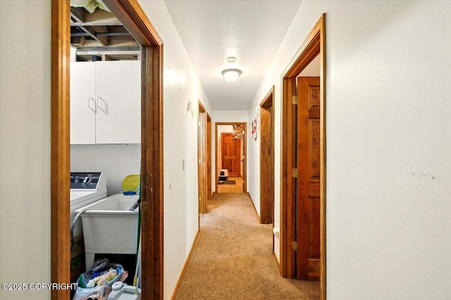 7965 S Settlers Bay Dr, Wasilla, AK 99623 - corridor with carpet and a sink