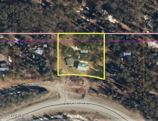 14045 W Willow Fishhook Rd, Willow, AK 99688 - map of property location featuring property boundaries highlighted
