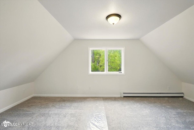 14045 W Willow Fishhook Rd, Willow, AK 99688 - additional living space featuring baseboard heating, carpet, vaulted ceiling, and baseboards