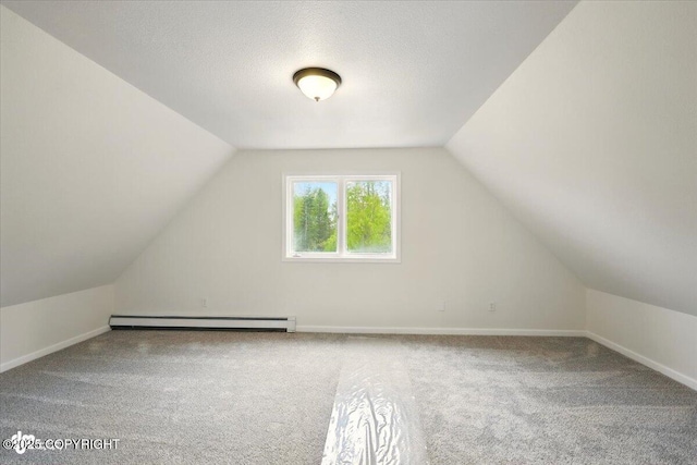 14045 W Willow Fishhook Rd, Willow, AK 99688 - bonus room featuring baseboard heating, carpet floors, lofted ceiling, and baseboards
