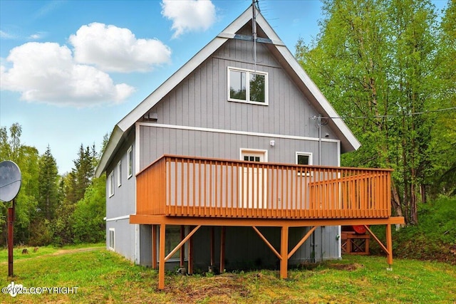 14045 W Willow Fishhook Rd, Willow, AK 99688 - rear view of house featuring a deck and a lawn
