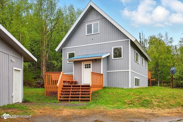 14045 W Willow Fishhook Rd, Willow, AK 99688 - view of front of house featuring a deck and metal roof