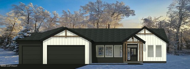 4402 W Ridge Line Dr, Wasilla, AK 99654 - view of front of property with an attached garage and a shingled roof