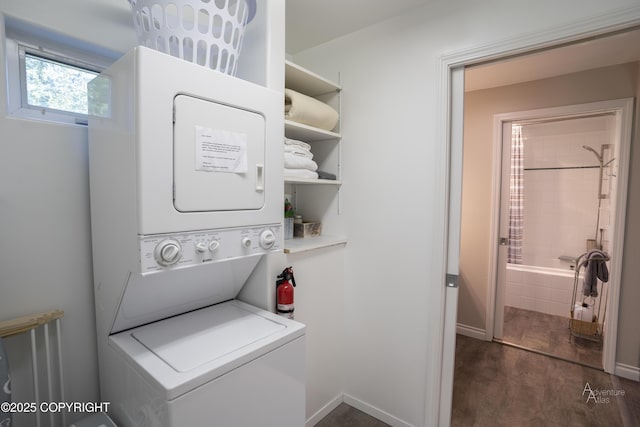 2503 Cedar St, Seward, AK 99664 - laundry area with estacked washer and dryer