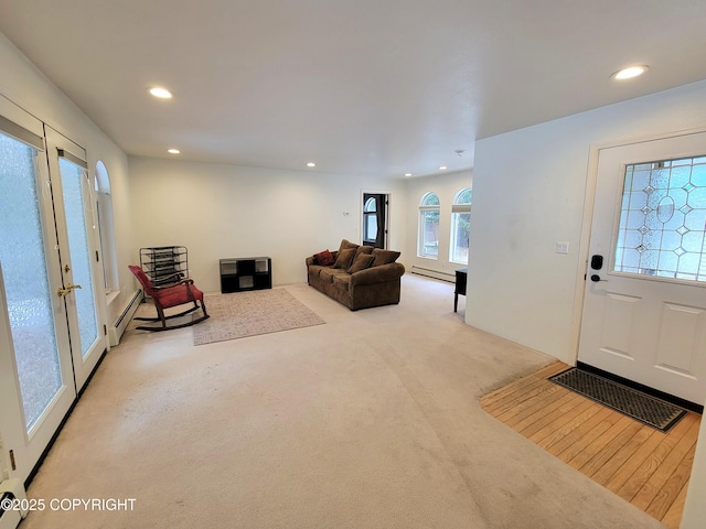 2503 Cedar St, Seward, AK 99664 - carpeted entrance foyer featuring recessed lighting, baseboard heating, and french doors