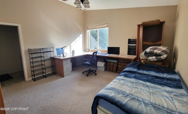 2503 Cedar St, Seward, AK 99664 - carpeted bedroom with a desk and lofted ceiling