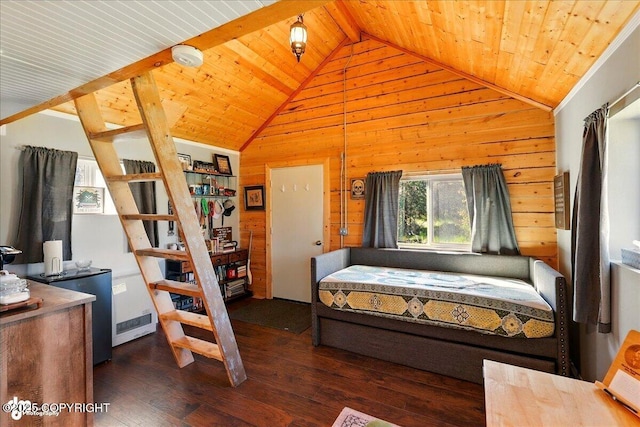 34540 Poppy Wood St, Soldotna, AK 99669 - bedroom with hardwood / wood-style flooring, wood ceiling, and wood walls