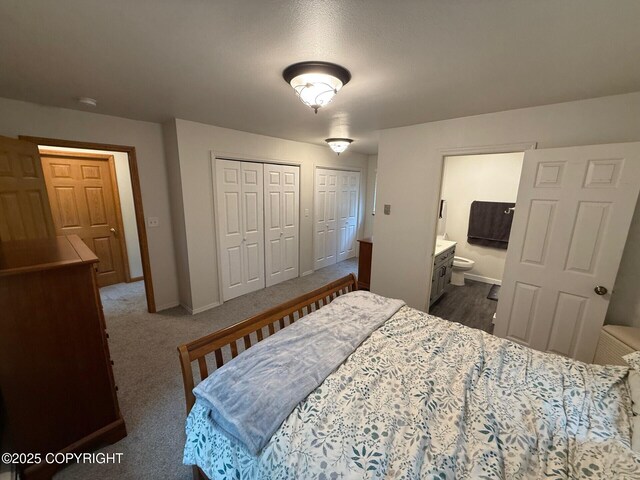 2423 Statehood St, North Pole, AK 99705 - bedroom with two closets, baseboards, and ensuite bath