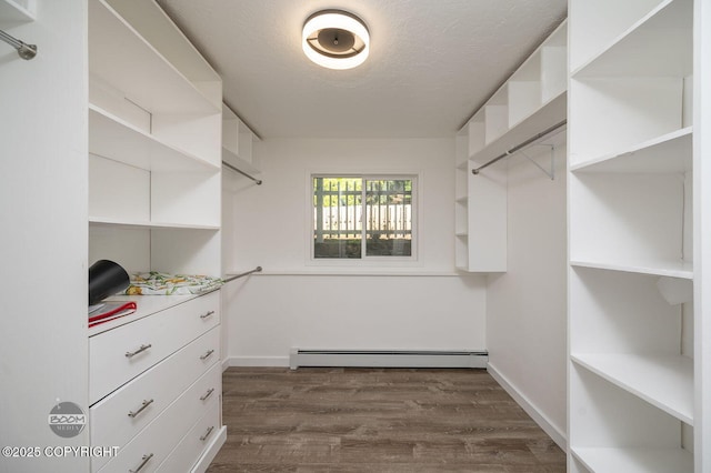 13311 Cove Cir, Anchorage, AK 99515 - spacious closet with baseboard heating and dark wood-style floors