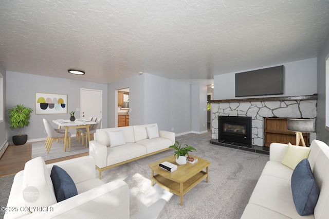 13311 Cove Cir, Anchorage, AK 99515 - living room with a stone fireplace and baseboards