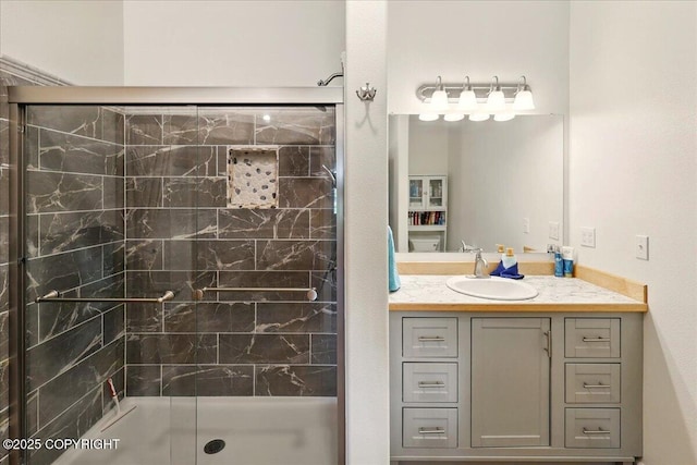 47974 Barney Ct, Soldotna, AK 99669 - full bathroom featuring a shower stall and vanity