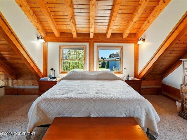 58820 E End Rd, Homer, AK 99603 - bedroom with carpet flooring and wooden ceiling with exposed beams