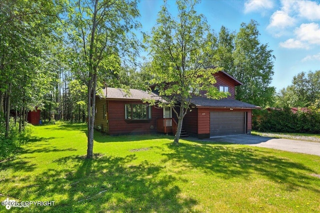 3470 W Wren St, Wasilla, AK 99623 - rustic home with asphalt driveway and a front lawn