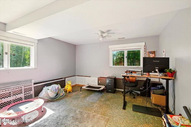 3470 W Wren St, Wasilla, AK 99623 - home office featuring ceiling fan and baseboards