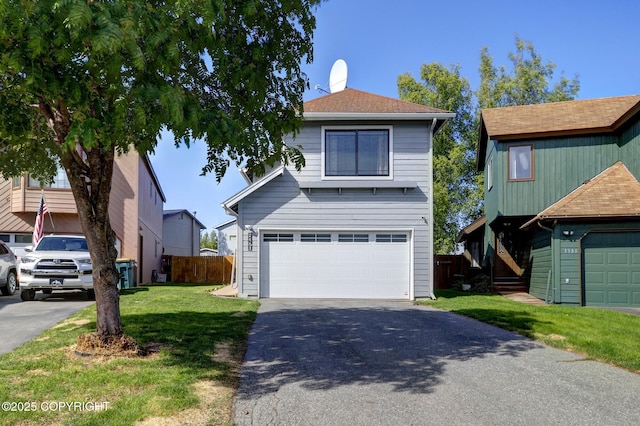 3370 Chaparral Cir, Anchorage, AK 99502 - traditional home featuring driveway, a garage, and stairs