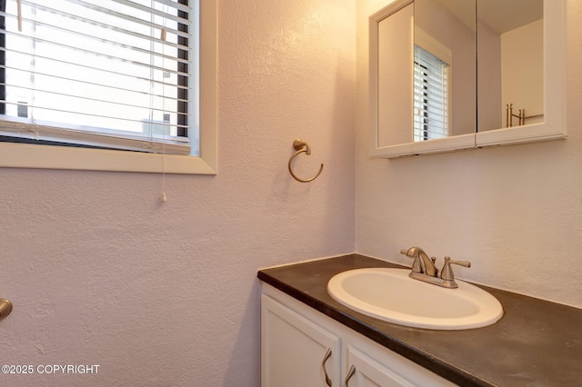 3370 Chaparral Cir, Anchorage, AK 99502 - bathroom featuring a textured wall and vanity
