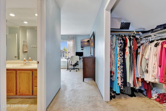 3370 Chaparral Cir, Anchorage, AK 99502 - spacious closet with light colored carpet and a sink