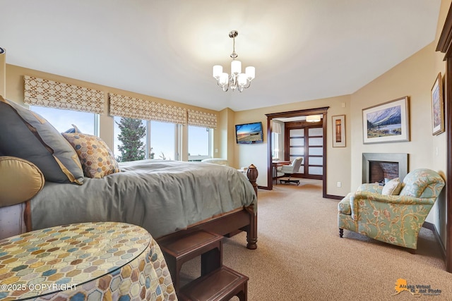 16971 Mount Mckinley View Dr, Anchorage, AK 99516 - bedroom featuring light colored carpet, a chandelier, and baseboards