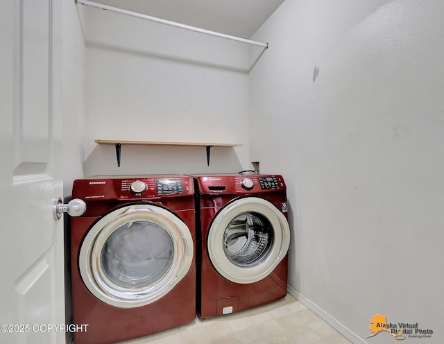 17480 Beaujolais Cir, Eagle River, AK 99577 - laundry room featuring washer and dryer and baseboards