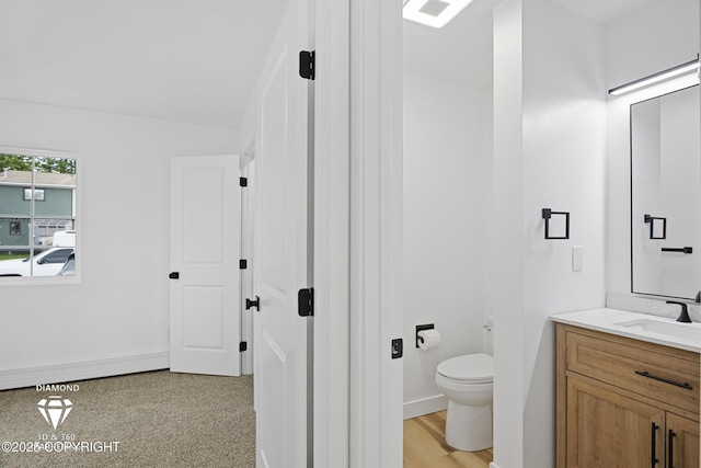 10108 Thimble Berry Dr, Anchorage, AK 99515 - bathroom with vanity, toilet, and a baseboard radiator