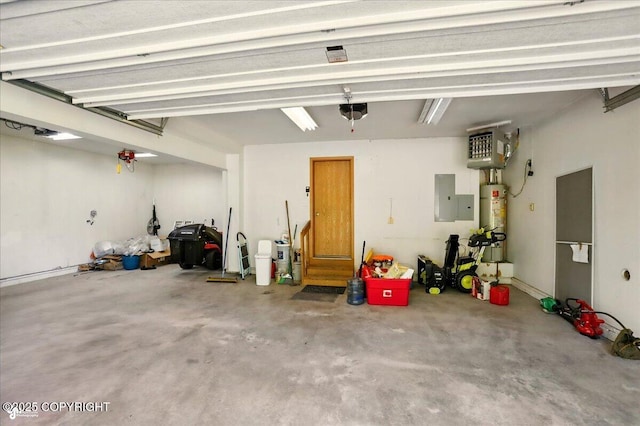 22030 Birch Creek Dr, Chugiak, AK 99567 - garage featuring electric panel, water heater, and a garage door opener