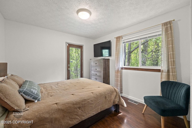 9845 E Lee Ann Dr, Palmer, AK 99645 - bedroom featuring dark wood finished floors, baseboards, and a textured ceiling
