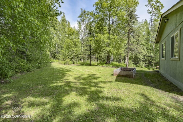 9845 E Lee Ann Dr, Palmer, AK 99645 - view of green lawn with a vegetable garden