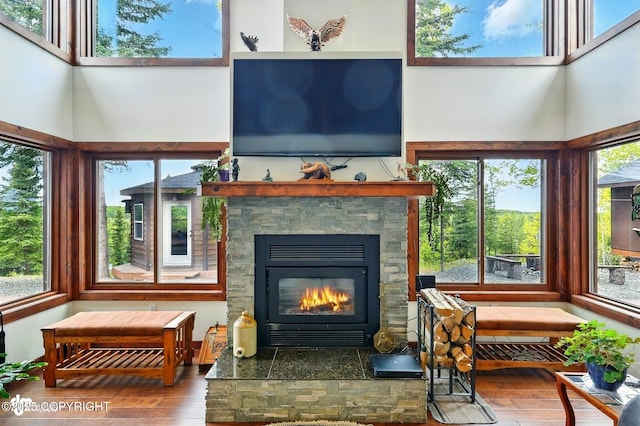 34952 Treeline Ave, Soldotna, AK 99669 - living area featuring wood-type flooring and healthy amount of natural light