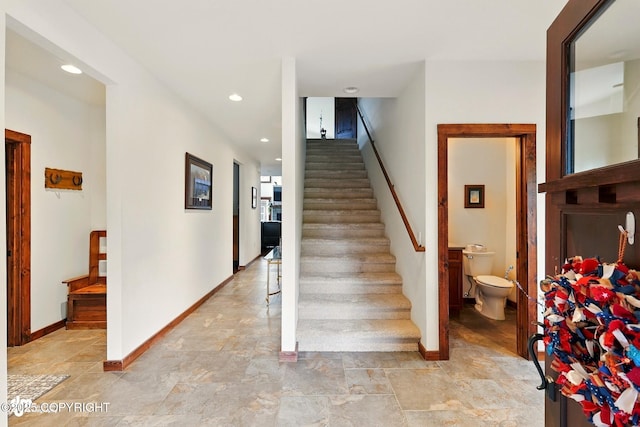 34952 Treeline Ave, Soldotna, AK 99669 - stairs with recessed lighting and stone finish floors