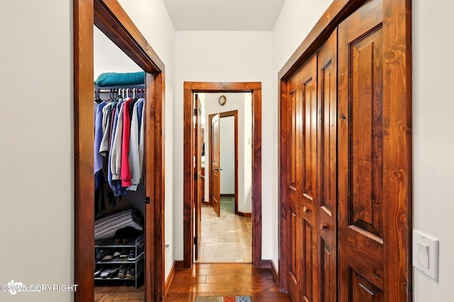34952 Treeline Ave, Soldotna, AK 99669 - hallway with dark wood-style floors