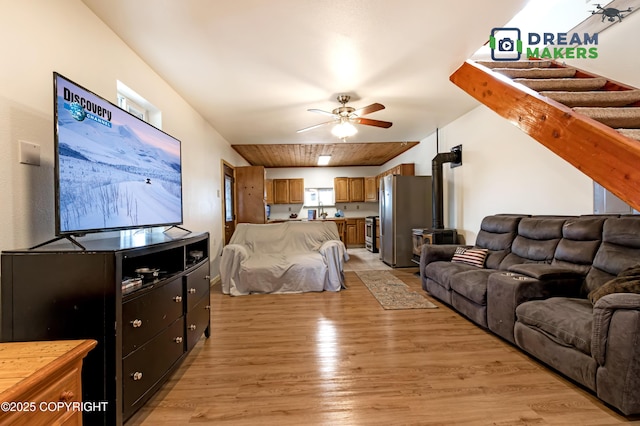 3745 W Machen Rd, Wasilla, AK 99623 - living room with light wood-style flooring and a ceiling fan