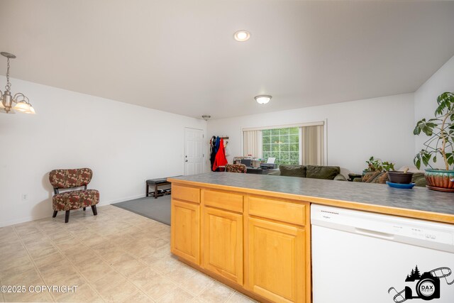 500 W Roy Rd, Wasilla, AK 99654 - kitchen featuring white dishwasher, decorative light fixtures, baseboards, and recessed lighting