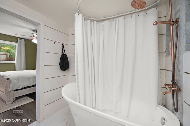 19113 Sarichef Loop, Eagle River, AK 99577 - full bathroom with marble finish flooring and shower / bath combination with curtain