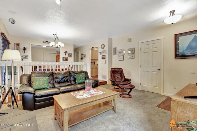 4139 Cosmos Dr, Anchorage, AK 99517 - living area featuring a chandelier and light colored carpet
