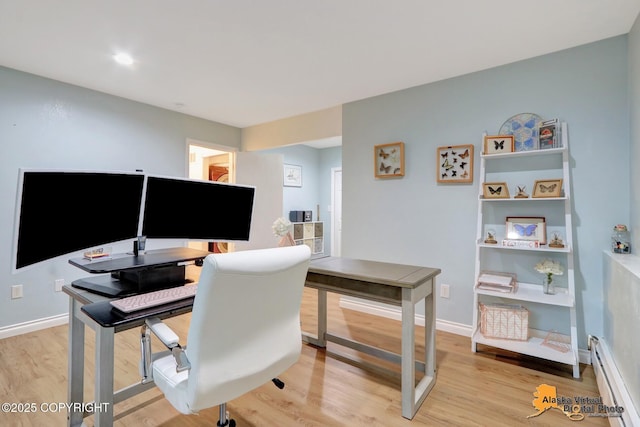 218 Deerfield Dr, Anchorage, AK 99515 - office featuring baseboard heating, light wood-style flooring, and baseboards