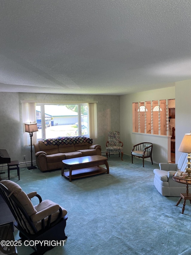 3316 Vassar Dr, Anchorage, AK 99508 - living room with a textured ceiling and carpet