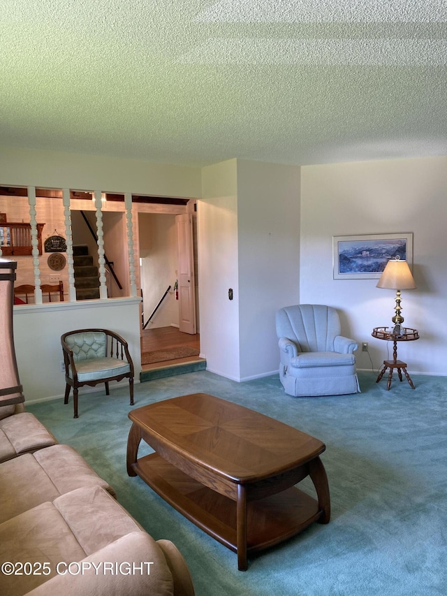 3316 Vassar Dr, Anchorage, AK 99508 - living area featuring carpet floors and a textured ceiling