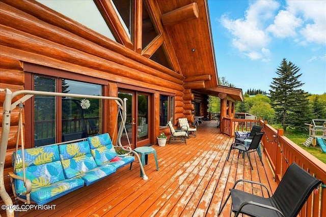 22325 Sterling Hwy, Ninilchik, AK 99639 - wooden terrace featuring an outdoor living space