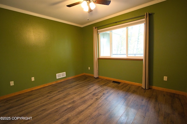 11838 N Hagion Shores Dr, Willow, AK 99688 - empty room with wood finished floors, ceiling fan, crown molding, and baseboards