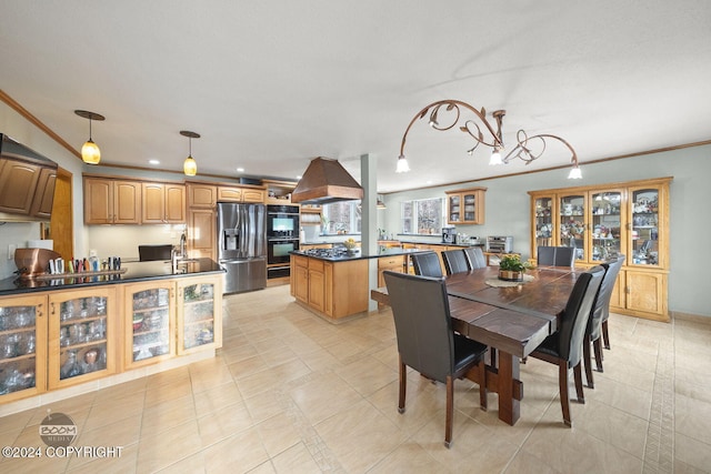 4745 Manytell Ave, Anchorage, AK 99516 - dining room featuring crown molding, recessed lighting, and light tile patterned floors