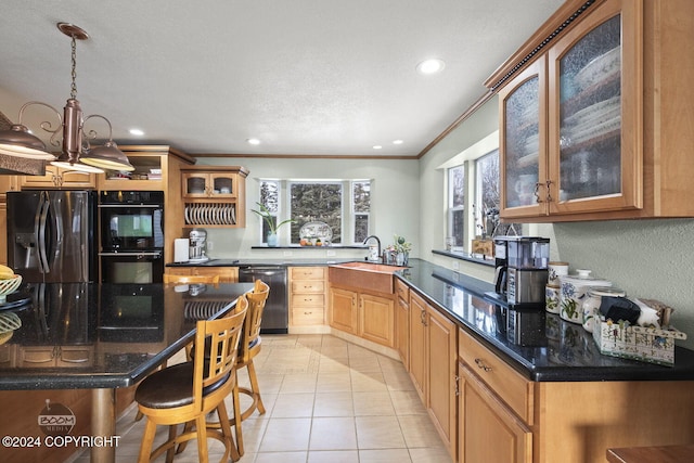 4745 Manytell Ave, Anchorage, AK 99516 - kitchen featuring refrigerator with ice dispenser, stainless steel dishwasher, a sink, crown molding, and light tile patterned floors