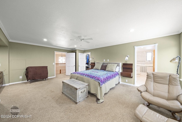4745 Manytell Ave, Anchorage, AK 99516 - bedroom with ornamental molding, recessed lighting, baseboards, carpet, and ceiling fan