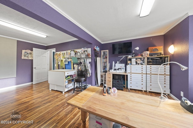 4745 Manytell Ave, Anchorage, AK 99516 - office space with crown molding, wood finished floors, and baseboards