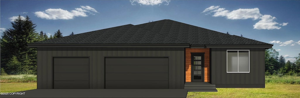 6675 E Gateway Dr, Palmer, AK 99645 - view of front of house featuring roof with shingles, an attached garage, and driveway