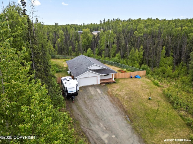 7490 W Rodney Cir, Wasilla, AK 99623 - view from above of property featuring a heavily wooded area