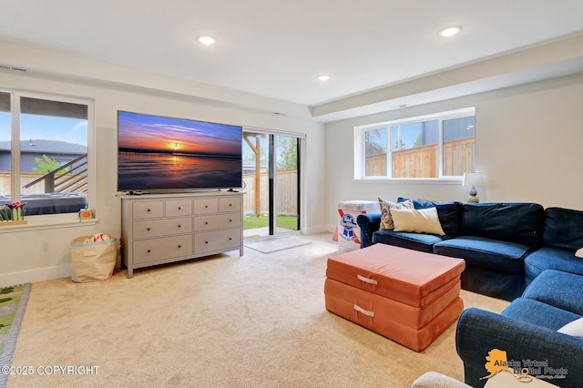 5466 Sandhill Loop, Anchorage, AK 99502 - living room with carpet flooring, recessed lighting, and baseboards