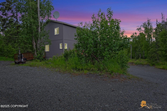 8825 W Mcquire Ln, Wasilla, AK 99623 - view of property exterior at dusk