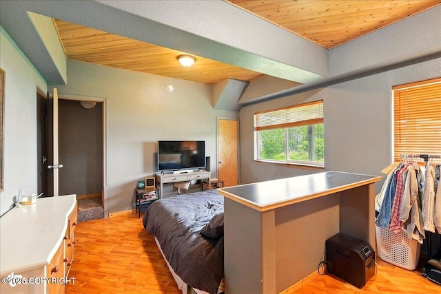 11091 Crestline Ln, Clam Gulch, AK 99568 - bedroom featuring wooden ceiling and light wood finished floors