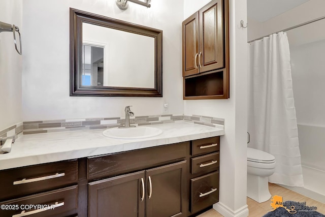 17132 Carl St, Anchorage, AK 99516 - bathroom featuring vanity, toilet, and shower / bathtub combination with curtain